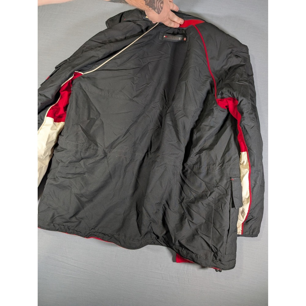 Tommy Hilfiger Reversible Fleece Jacket Red Black Hooded Mens Large Vintage - Picture 4 of 14